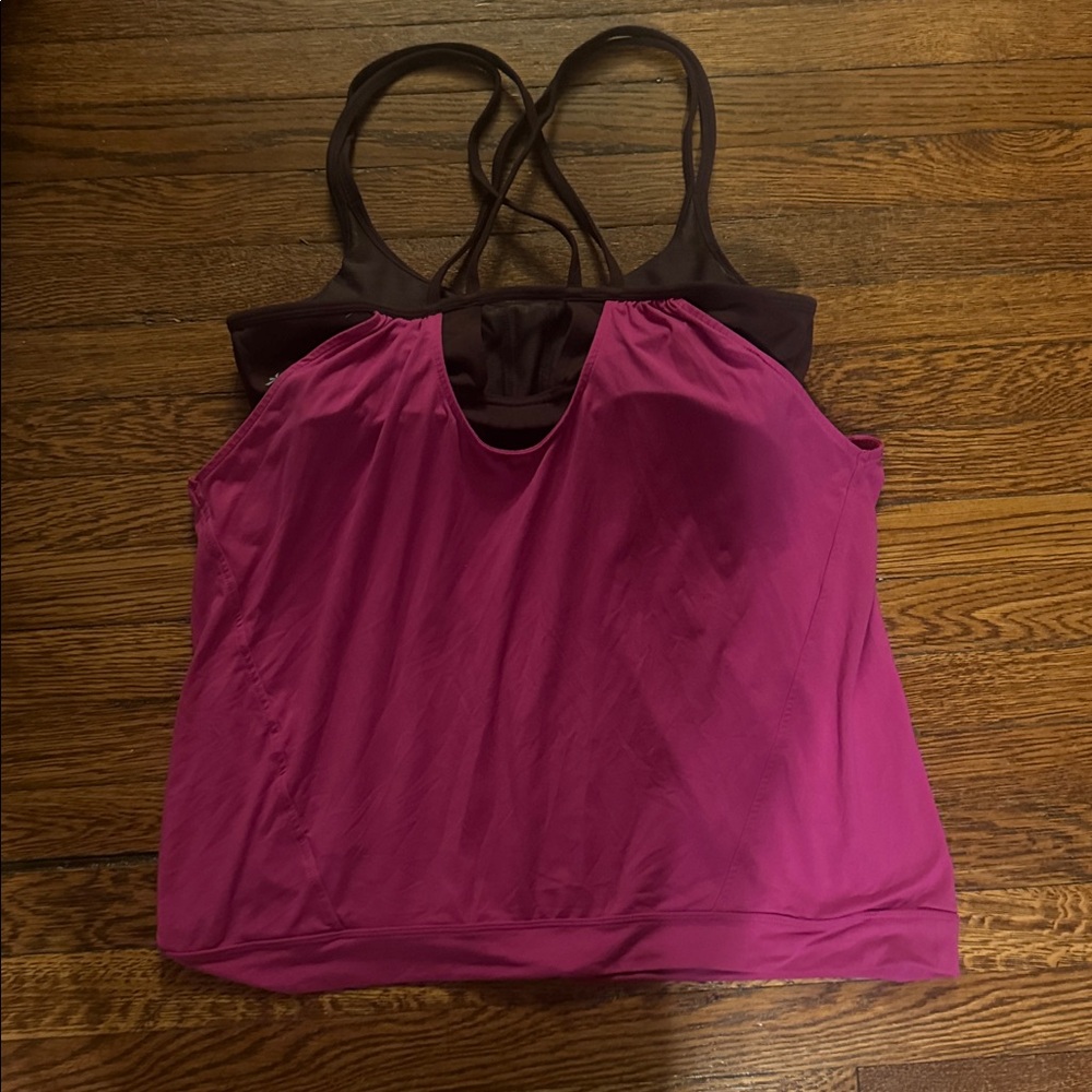 Athleta Hidden Agenda Tank Top in a Berry/Currant color combination, Size L - Picture 4 of 4
